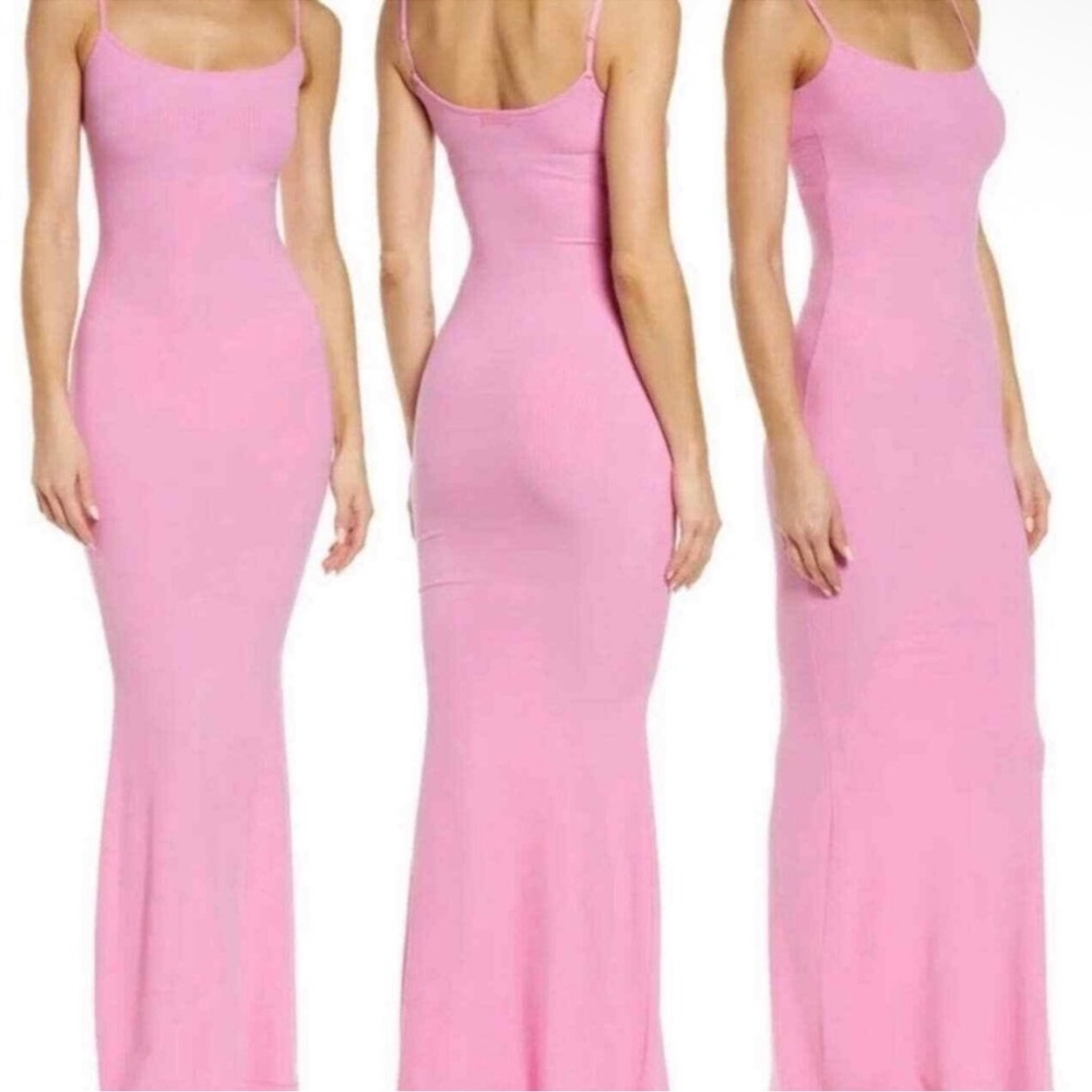 💗 SKIMS Soft Lounge Ribbed Dress Maxi Bubblegum Pink Large Rare